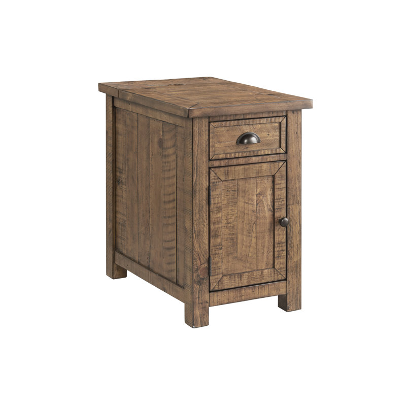 Gracie Oaks Risner Solid Wood End Table with Storage and BuiltIn Outlets Wayfair